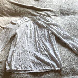 Embroidered long sleeve top, extra small, white